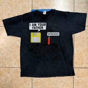 Port Company XL Black I Am Your Father Floppy Disk‎ Graphic T Shirt